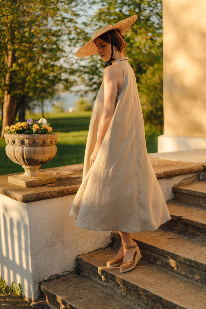 CARLA DRESS IN NATURAL LINEN – LUXE HAPSAL