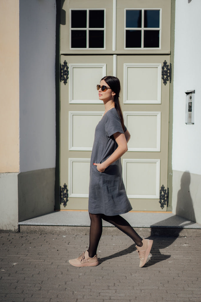 IDA DRESS IN DARK GREY LINEN LUXE HAPSAL IDA DRESS IN DARK GREY LINEN LUXE HAPSAL