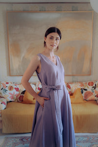 ANITA DRESS IN LILAC LINEN
