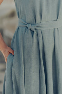 ANITA DRESS IN CELADON GREEN LINEN