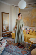 Load image into Gallery viewer, ANNA DRESS IN OLIVE GREEN LINEN
