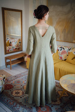 Load image into Gallery viewer, ANNA DRESS IN OLIVE GREEN LINEN