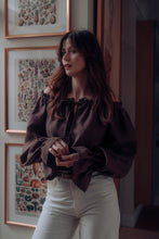 Load image into Gallery viewer, CELINE BLOUSE IN CHOCOLATE LINEN