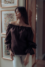 Load image into Gallery viewer, CELINE BLOUSE IN CHOCOLATE LINEN