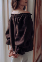 Load image into Gallery viewer, CELINE BLOUSE IN CHOCOLATE LINEN