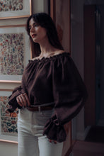 Load image into Gallery viewer, CELINE BLOUSE IN CHOCOLATE LINEN