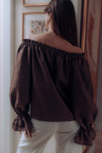 Load image into Gallery viewer, CELINE BLOUSE IN CHOCOLATE LINEN