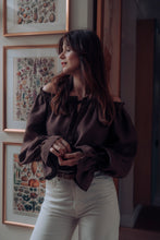 Load image into Gallery viewer, CELINE BLOUSE IN CHOCOLATE LINEN