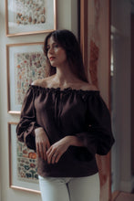 Load image into Gallery viewer, CELINE BLOUSE IN CHOCOLATE LINEN