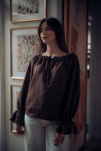 Load image into Gallery viewer, CELINE BLOUSE IN CHOCOLATE LINEN