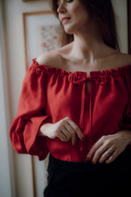Load image into Gallery viewer, CELINE BLOUSE IN RED LINEN