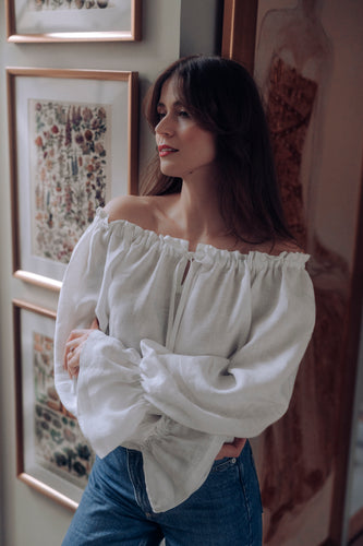 CELINE BLOUSE IN WHITE LINEN