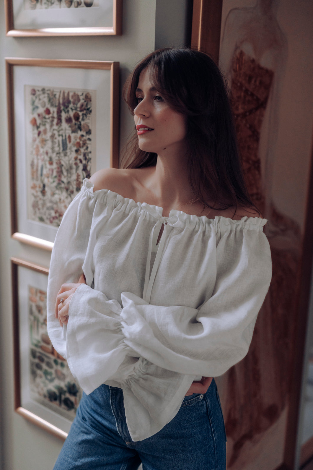 CELINE BLOUSE IN WHITE LINEN