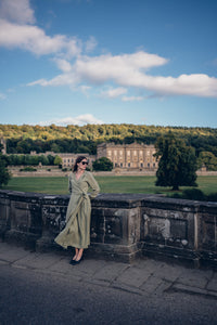 OLIVIA DRESS IN OLIVE GREEN LINEN