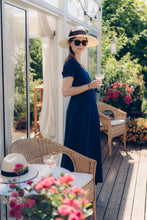 Load image into Gallery viewer, ELISE WRAP DRESS IN DARK BLUE LINEN