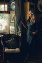 Load image into Gallery viewer, INGA WRAP DRESS IN EMERALD GREEN LINEN
