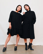 Load image into Gallery viewer, ROSE BLACK LINEN MINI DRESS