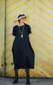ELIN DRESS IN BLACK LINEN