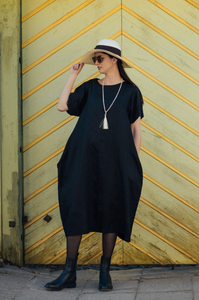 ELIN DRESS IN BLACK LINEN