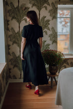 Load image into Gallery viewer, ELISE WRAP DRESS IN BLACK LINEN