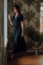 Load image into Gallery viewer, ELISE WRAP DRESS IN BLACK LINEN