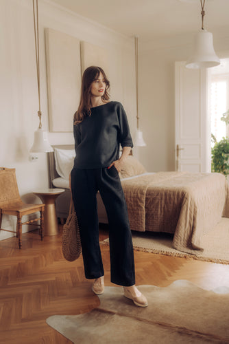 HOLM TROUSERS IN BLACK LINEN