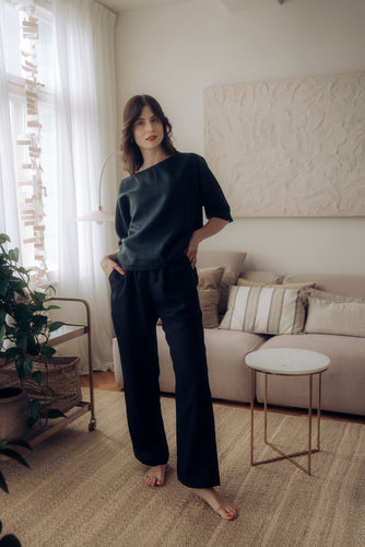 GIA SHIRT IN BLACK LINEN