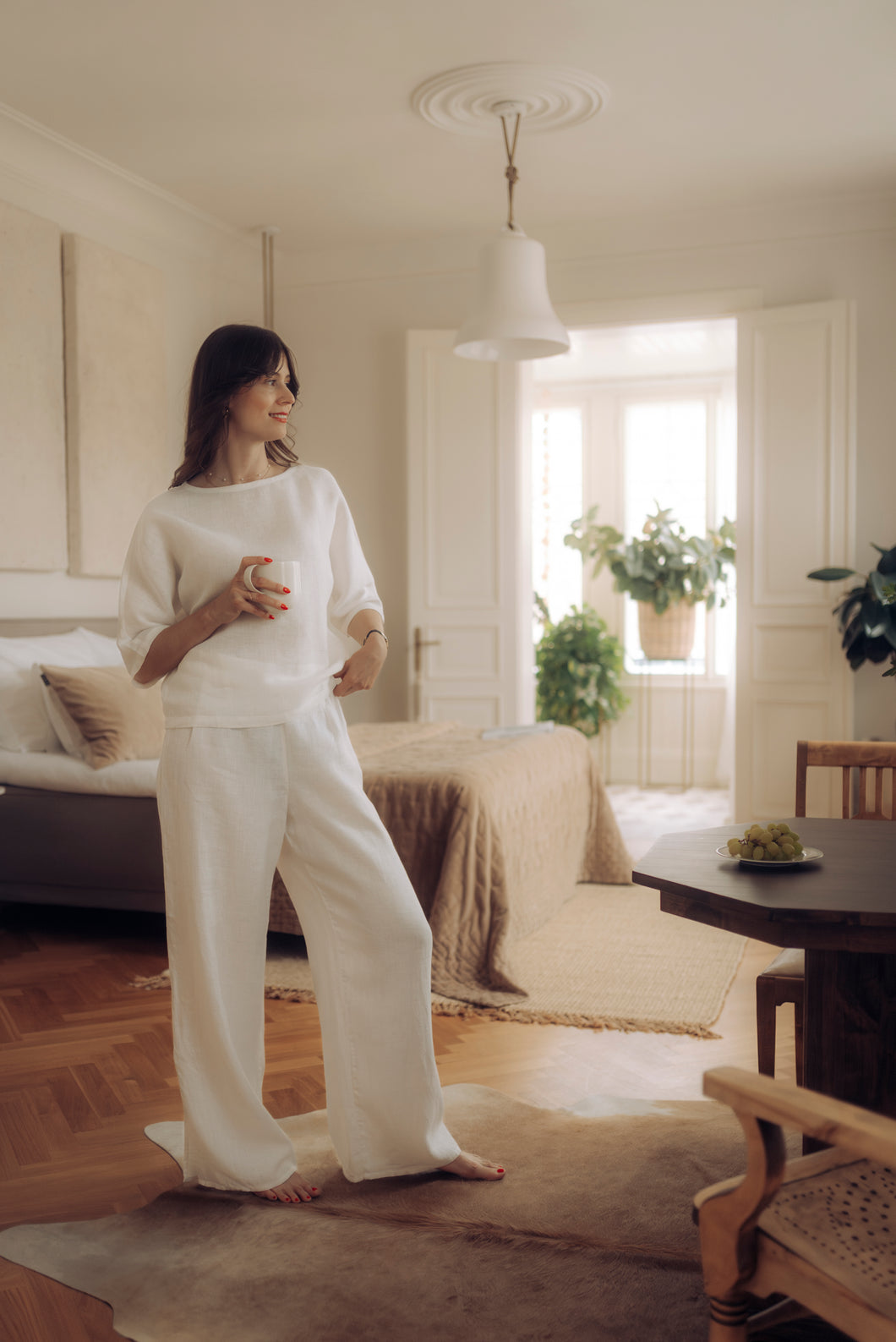 ISABEL TROUSERS IN WHITE LINEN