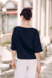 GIA SHIRT IN BLACK LINEN