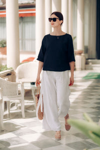 GIA SHIRT IN BLACK LINEN