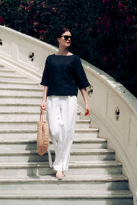 GIA SHIRT IN BLACK LINEN