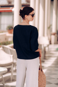 GIA SHIRT IN BLACK LINEN