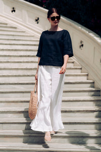 GIA SHIRT IN BLACK LINEN
