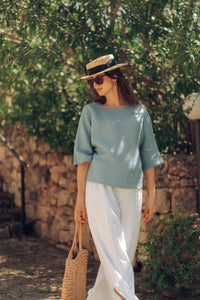 GIA SHIRT IN CELADON GREEN LINEN
