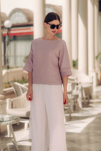 GIA SHIRT IN LILAC LINEN