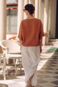 GIA SHIRT IN RUST LINEN