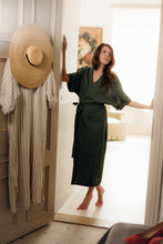 Load image into Gallery viewer, INGA WRAP DRESS IN EMERALD GREEN LINEN