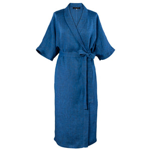 INGA WRAP DRESS IN BLUE LINEN (Pre-Order, Ships In 14 Days)