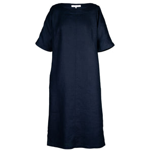 LEA DRESS IN DARK BLUE LINEN