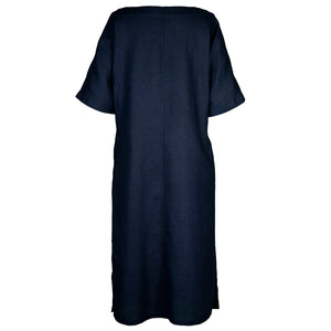 LEA DRESS IN DARK BLUE LINEN