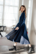 Load image into Gallery viewer, LINDA DRESS IN DARK BLUE LINEN