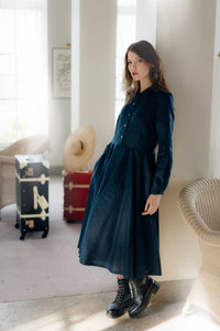 LINDA DRESS IN DARK BLUE LINEN