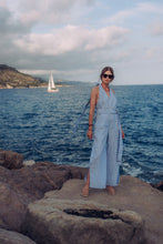 Load image into Gallery viewer, MARION JUMPSUIT IN BLUE STRIPED LINEN