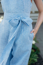 Load image into Gallery viewer, MARION JUMPSUIT IN BLUE STRIPED LINEN
