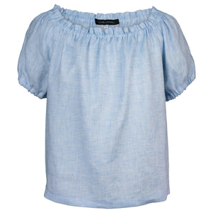 NORA LIGHT BLUE LINEN BLOUSE