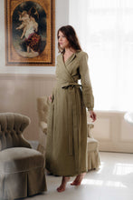 Load image into Gallery viewer, OLIVIA DRESS IN OLIVE GREEN LINEN