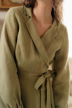 Load image into Gallery viewer, OLIVIA DRESS IN OLIVE GREEN LINEN