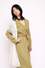 Load image into Gallery viewer, OLIVIA DRESS IN OLIVE GREEN LINEN