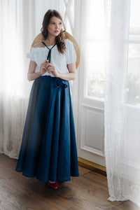 SOPHIA LINEN SKIRT IN DARK BLUE