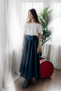 SOPHIA LINEN SKIRT IN DARK BLUE